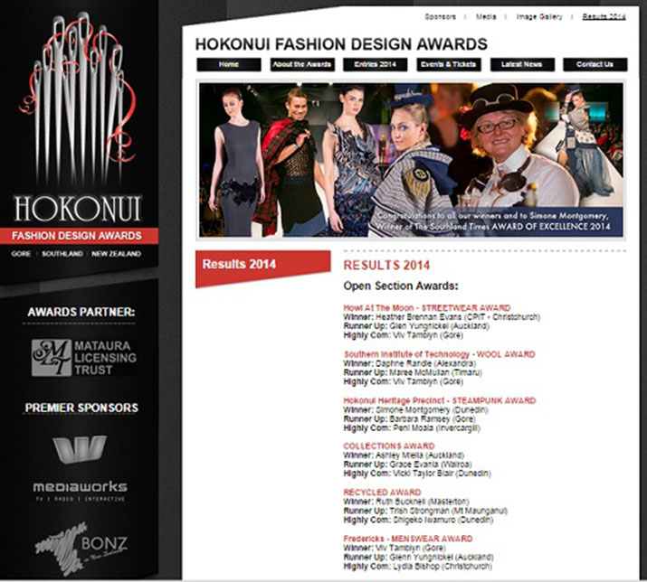 Hokonui Fashion Design Awards 2014 Results Trish Strongman