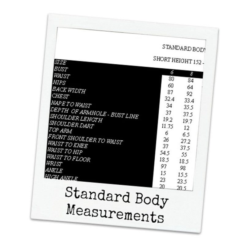 Print At Home Standard Body Measurement Chart