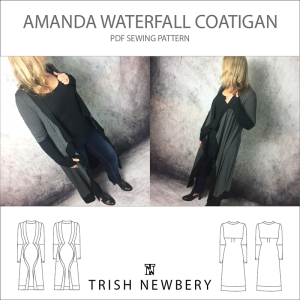 Amanda Waterfall Coatigan PDF Sewing Pattern 1822 Trish Newbery Design Caridgan Coat