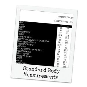 Standard Body Measuremetn Chart - Imperial and Metric - cm and inches